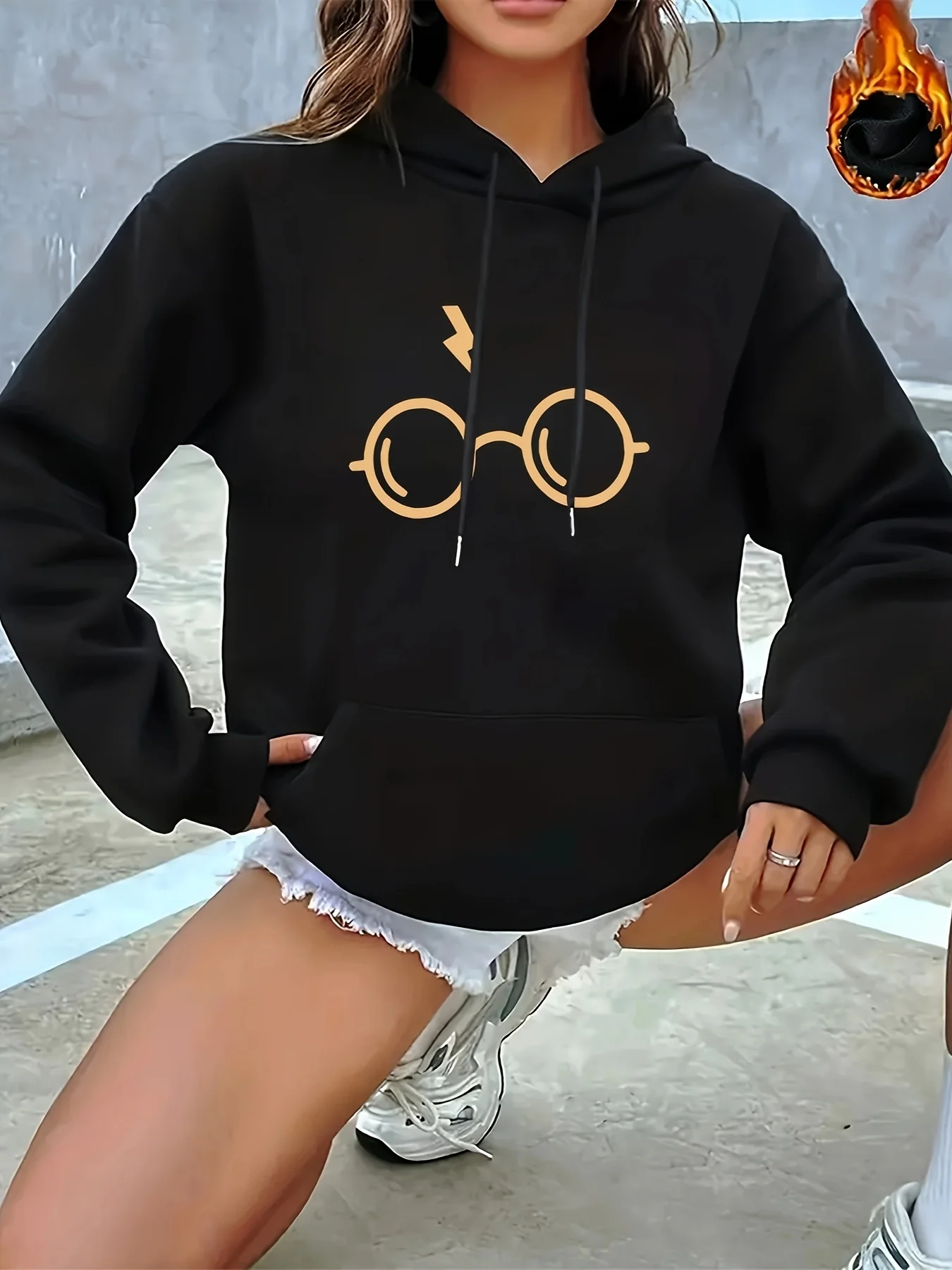 Glasses Print Drawstring Warm Long Sleeve Hooded Sweatshirt, Fashion Causal Sports Hoodie, Women's Clothing
Glasses Print Drawstring Warm Long Sleeve Hooded Sweatshirt, Fashion Causal Sports Hoodie, Women's Clothing