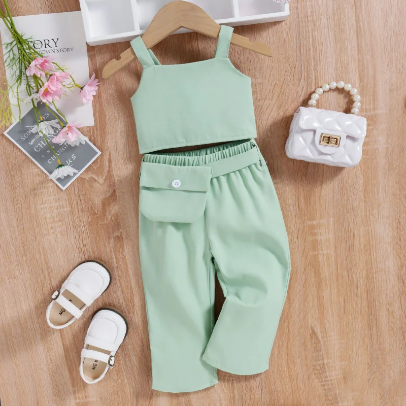 Children's Clothing Strap Top Waist Bag Long Pants Three-Piece Set Girls' Outfit
Children's Clothing Strap Top Waist Bag Long Pants Three-Piece Set Girls' Outfit