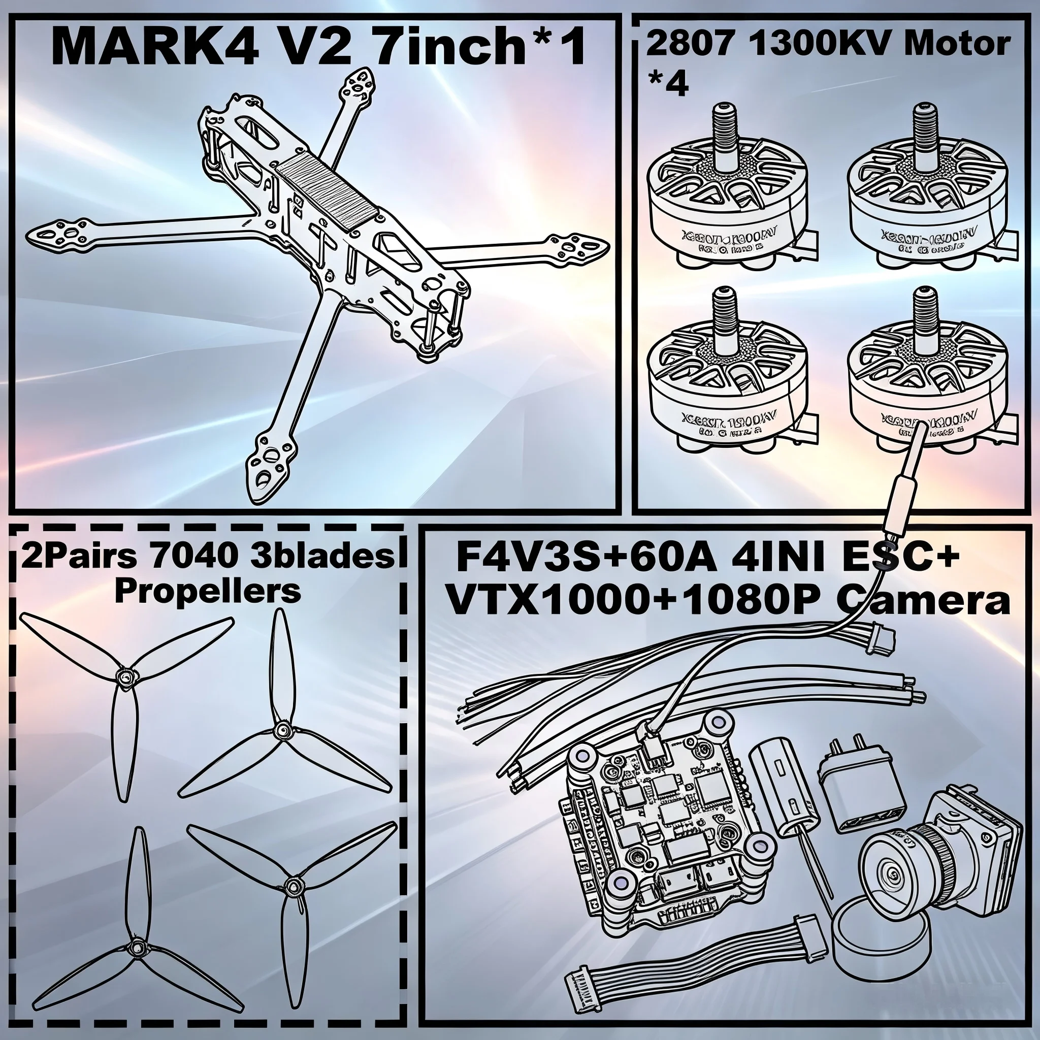 HotRC MARK4 V2 7-Inch F4V3S/F4V3S PLUS Flight Control 45/60A 4INI ESC drone FPV carbon fiber Racing Freestyle Quadcopter
HotRC MARK4 V2 7-Inch F4V3S/F4V3S PLUS Flight Control 45/60A 4INI ESC drone FPV carbon fiber Racing Freestyle Quadcopter