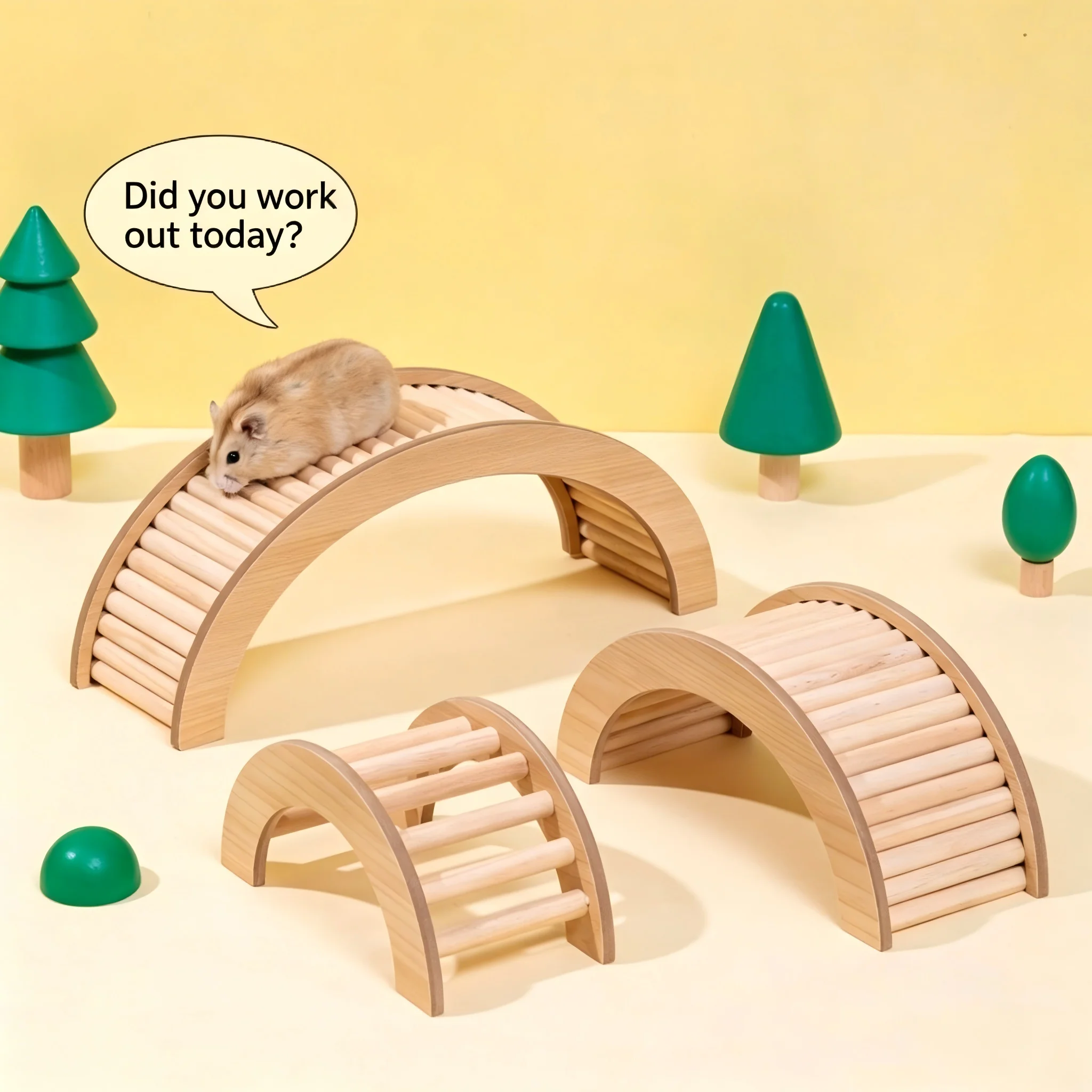 Natural Wooden Hamster Landscaping Accessories, Stair Climbing Ladder Arch Bridge Toy for Golden Bear Hamster
Natural Wooden Hamster Landscaping Accessories, Stair Climbing Ladder Arch Bridge Toy for Golden Bear Hamster