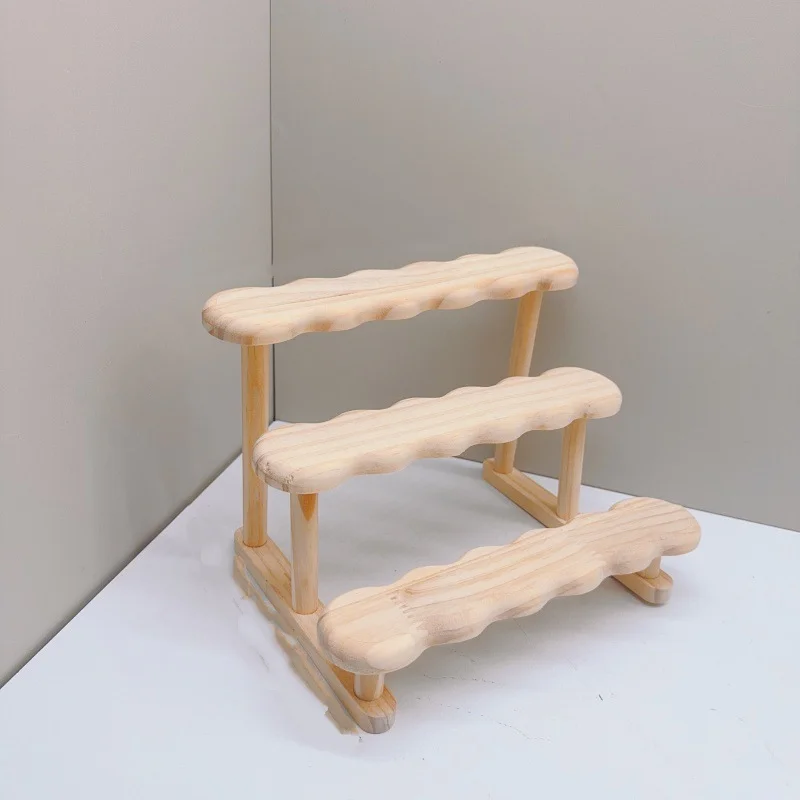 3 Tier Wooden Display Riser Stand Multilayer Storage Shelf for Perfume Doll Figurine Organizer Desktop Display Rack