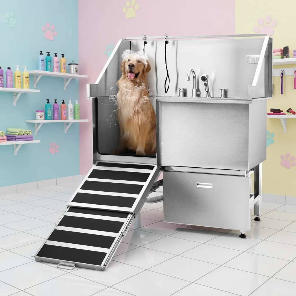 PET Professional Dog Bathing Station 50-Inch Grooming Tub Nonskid Retractable Ramp Large Dogs Stainless Steel Bathroom
PET Professional Dog Bathing Station 50-Inch Grooming Tub Nonskid Retractable Ramp Large Dogs Stainless Steel Bathroom