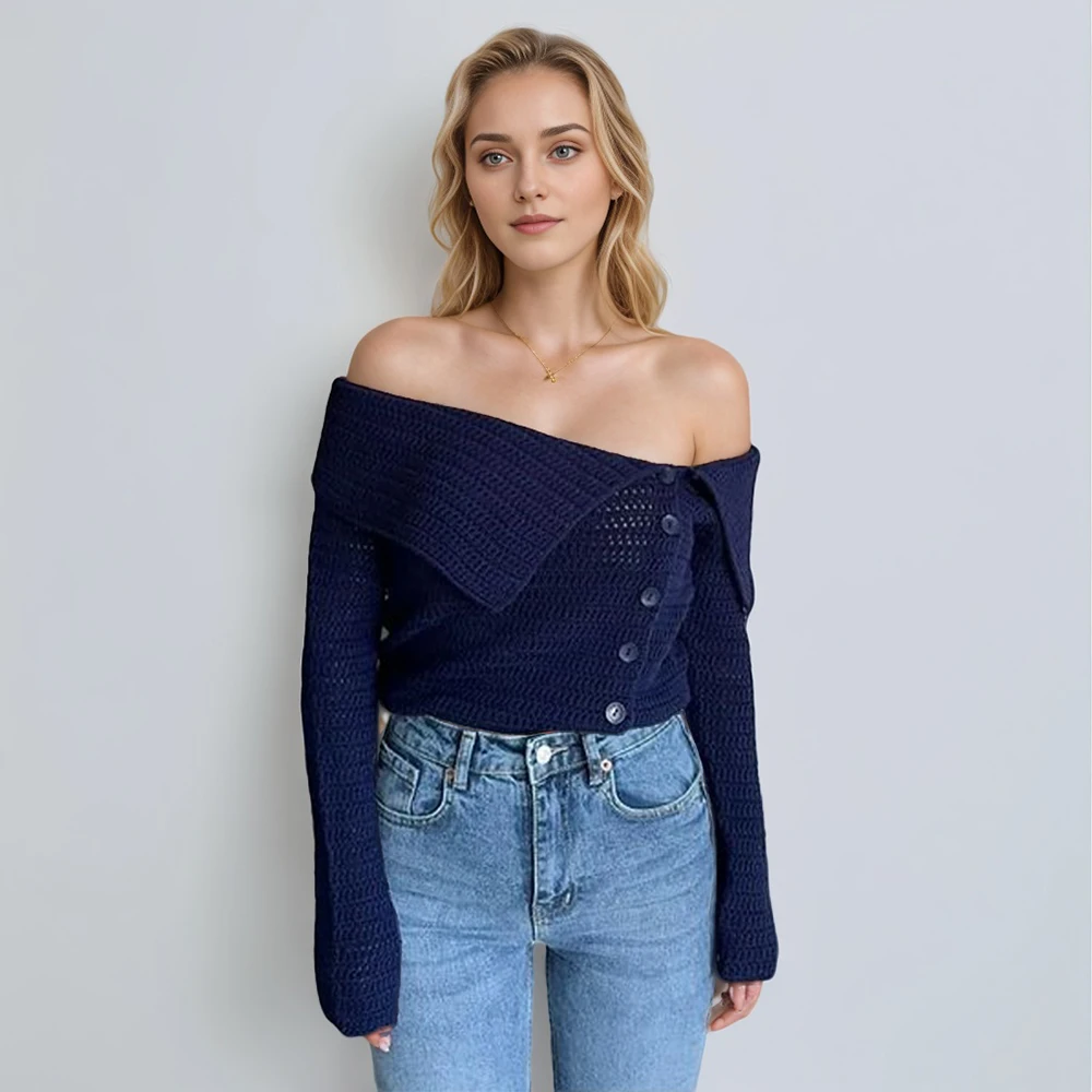 Korean sexy oblique collar long sleeve sweater slim fit asymmetrical design off the shoulder casual chic top
Korean sexy oblique collar long sleeve sweater slim fit asymmetrical design off the shoulder casual chic top