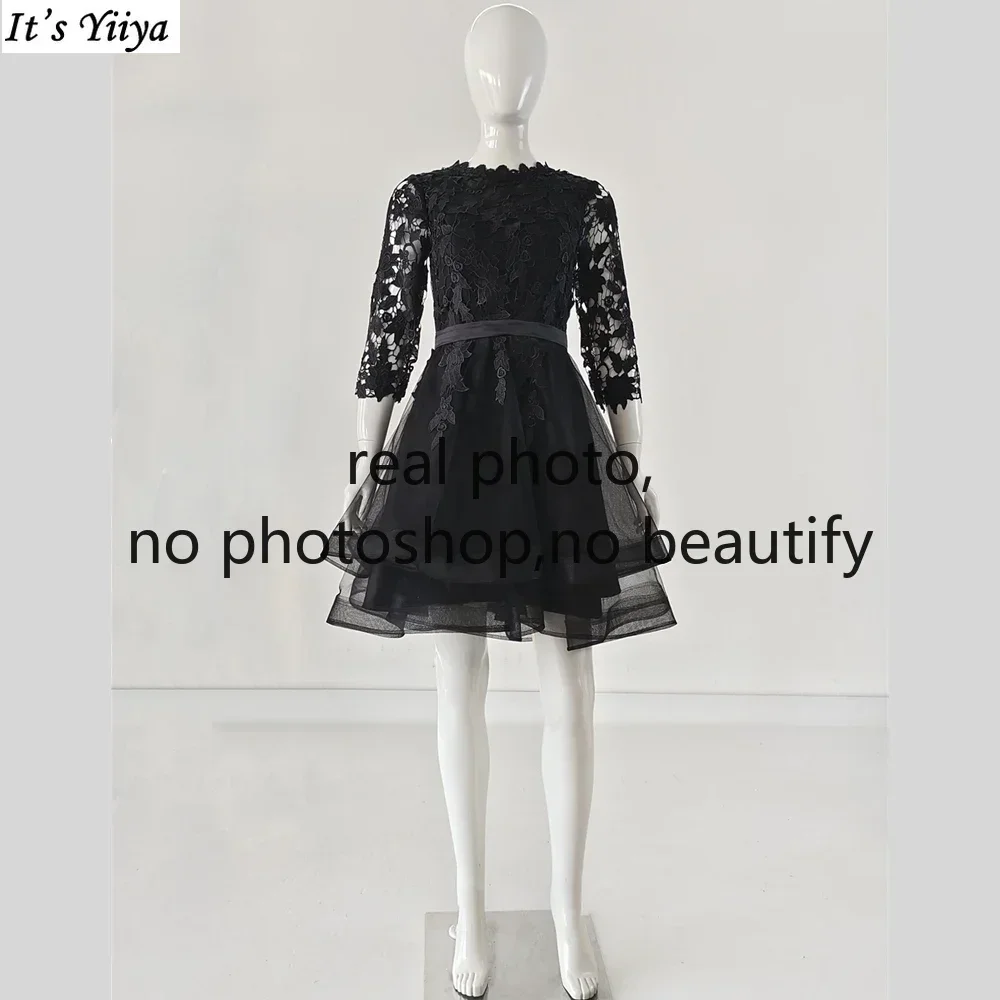 It's Yiiya Customized Prom Gown Real Photo Black Lace O-neck 3/4 Sleeves Zipper Above Knee Women Party Formal Dress Plus size
It's Yiiya Customized Prom Gown Real Photo Black Lace O-neck 3/4 Sleeves Zipper Above Knee Women Party Formal Dress Plus size