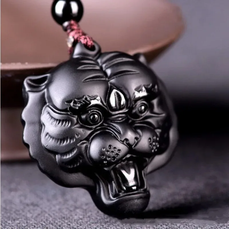 Natural Black Obsidian Handcarved Tiger Head Necklace Fashion Boutique Jewelry Men's and Women's Tiger Necklace Gift
Natural Black Obsidian Handcarved Tiger Head Necklace Fashion Boutique Jewelry Men's and Women's Tiger Necklace Gift