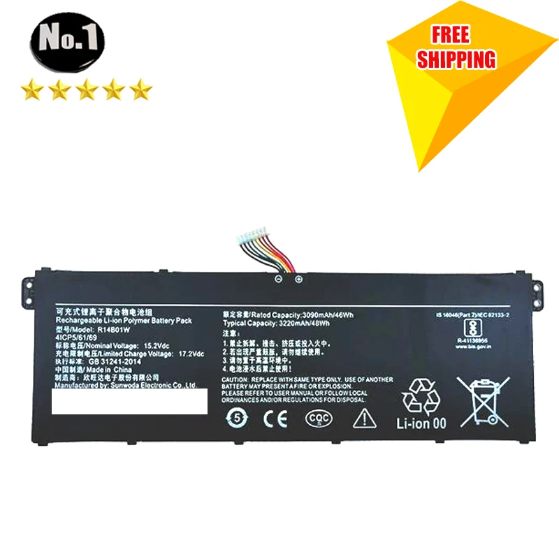 WHOLESALE NEW R14B01W GENUINE LAPTOP BATTERY For Xiaomi RedmiBook 14/16 XMA1901-AA/AG 48WH
WHOLESALE NEW R14B01W GENUINE LAPTOP BATTERY For Xiaomi RedmiBook 14/16 XMA1901-AA/AG 48WH