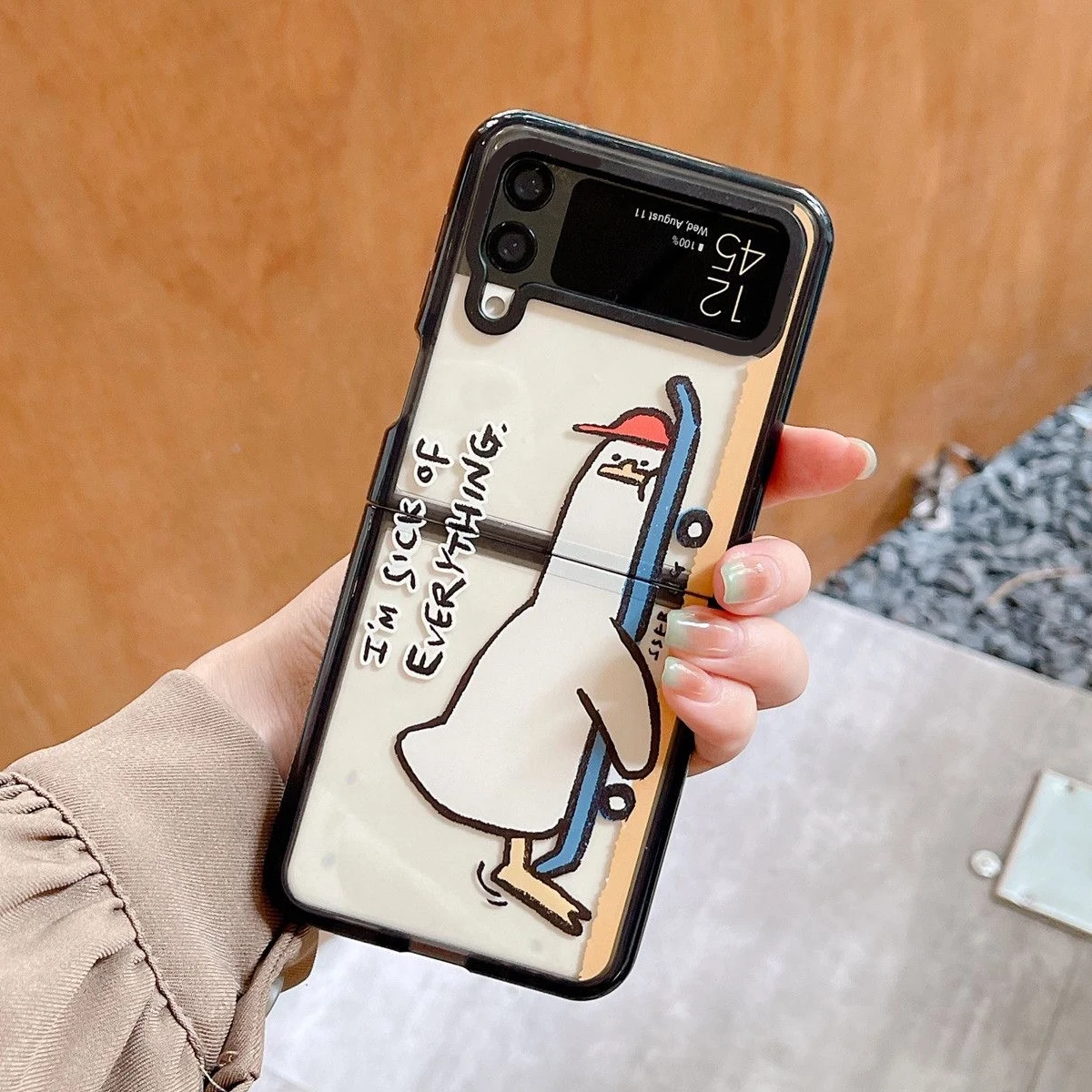 Acrylic Black Border Duck Phone Case for Samsung Galaxy Z Flip 5 4 3 Back Cover for ZFlip3 ZFlip4 ZFlip5 Hard Case Shell
Acrylic Black Border Duck Phone Case for Samsung Galaxy Z Flip 5 4 3 Back Cover for ZFlip3 ZFlip4 ZFlip5 Hard Case Shell