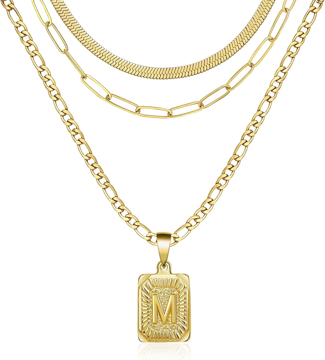 Gold Layered Necklace Set 3PCS for Women Paperclip Snake Choker Stainless Steel Figaro Chain Jewelry Square Pendant Letter
Gold Layered Necklace Set 3PCS for Women Paperclip Snake Choker Stainless Steel Figaro Chain Jewelry Square Pendant Letter