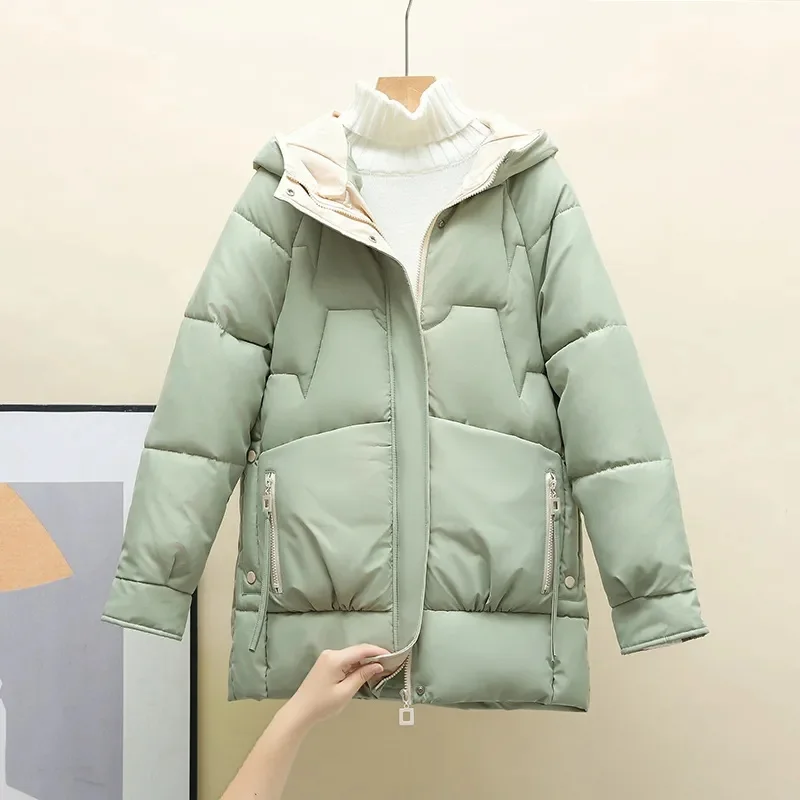 Winter Women Coat Loose And Casual Korean Version Long Thick Down Cotton-Padded Jacket New Contrast New Hooded Cotton Jackets
Winter Women Coat Loose And Casual Korean Version Long Thick Down Cotton-Padded Jacket New Contrast New Hooded Cotton Jackets