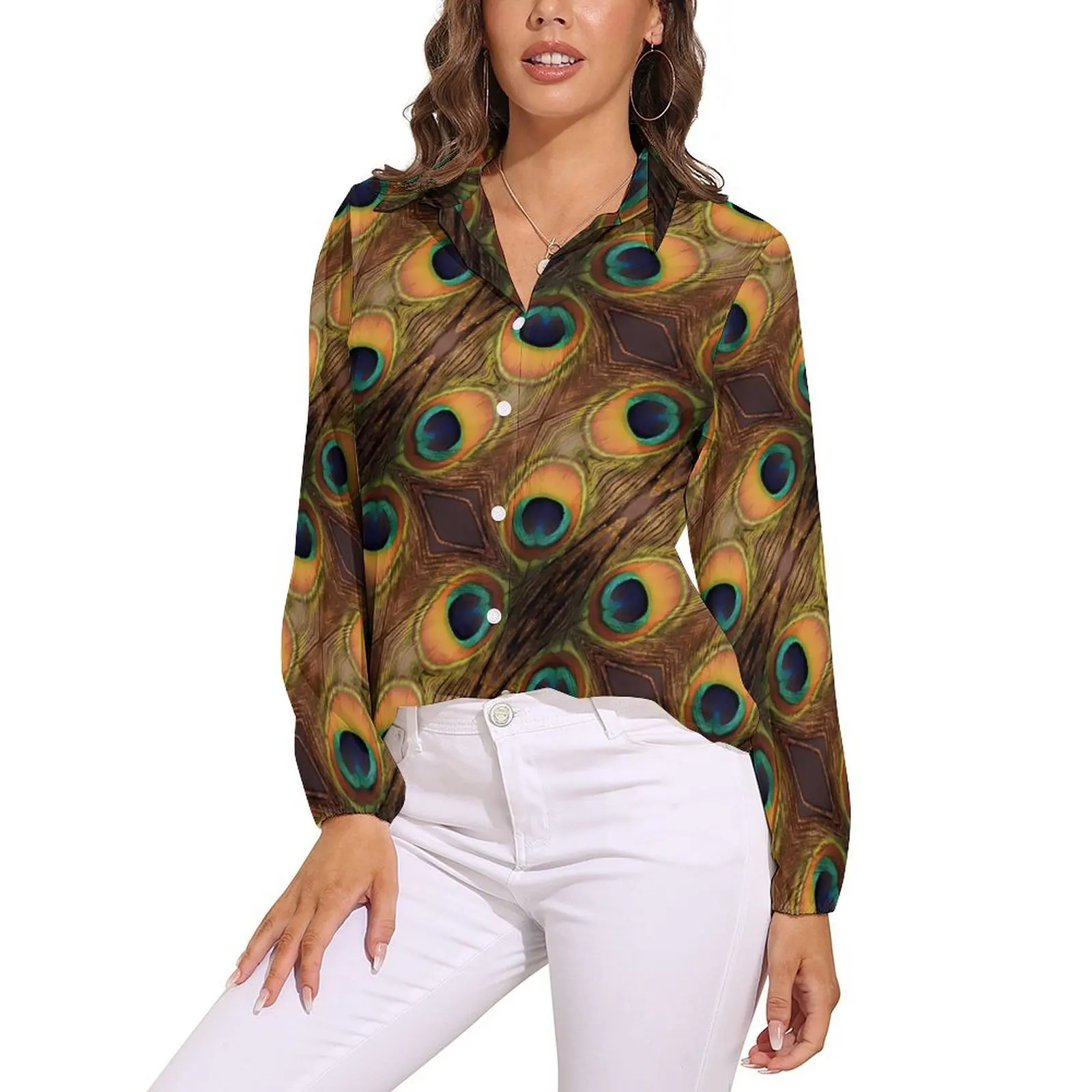 Colorful Peacock Blouse Long Sleeve Green Gold Black Aesthetic Blouses Women Casual Oversize Shirt Custom Clothes Gift
Colorful Peacock Blouse Long Sleeve Green Gold Black Aesthetic Blouses Women Casual Oversize Shirt Custom Clothes Gift
