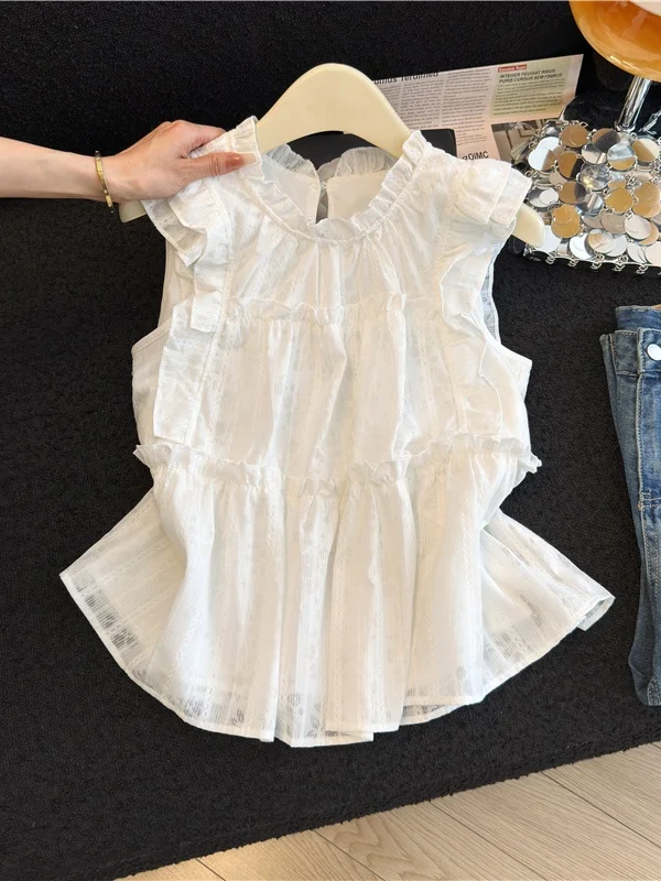White Doll Shirt Women's Summer 2026 New Design Sweet Wood Grain Sleeveless Top Loose Fit Polyester Fiber 100%
White Doll Shirt Women's Summer 2026 New Design Sweet Wood Grain Sleeveless Top Loose Fit Polyester Fiber 100%