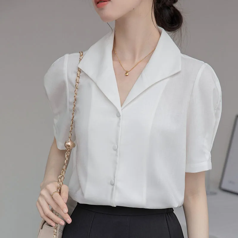 Short Sleeve Blouses For Women 2025 Summer New Office Lady Simple Fashion Woman Clothing Single Breasted V Neck Shirt Female
Short Sleeve Blouses For Women 2025 Summer New Office Lady Simple Fashion Woman Clothing Single Breasted V Neck Shirt Female