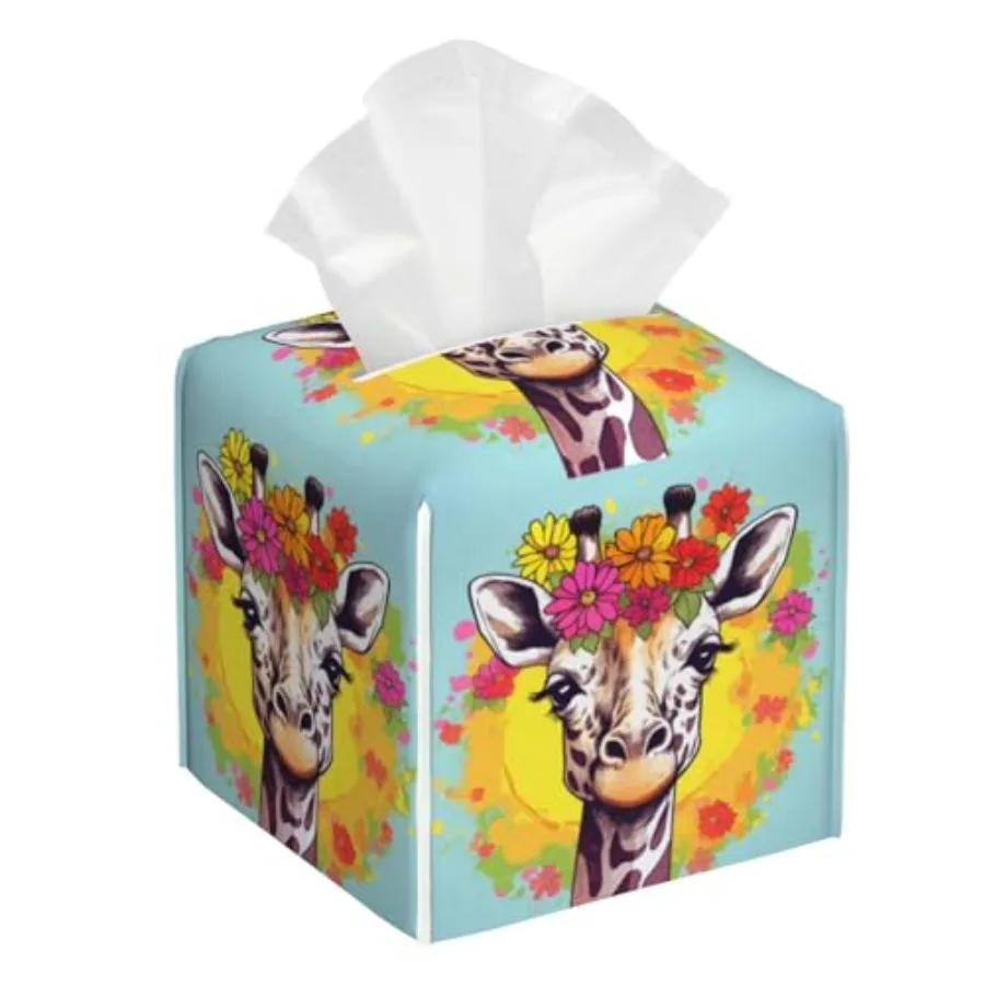 Tissue Box Holder, Flowers Cube Tissue Box Cover Holder, Leather Facial Paper Organizer Dispenser Home for Bedroom Night Stands
Tissue Box Holder, Flowers Cube Tissue Box Cover Holder, Leather Facial Paper Organizer Dispenser Home for Bedroom Night Stands
