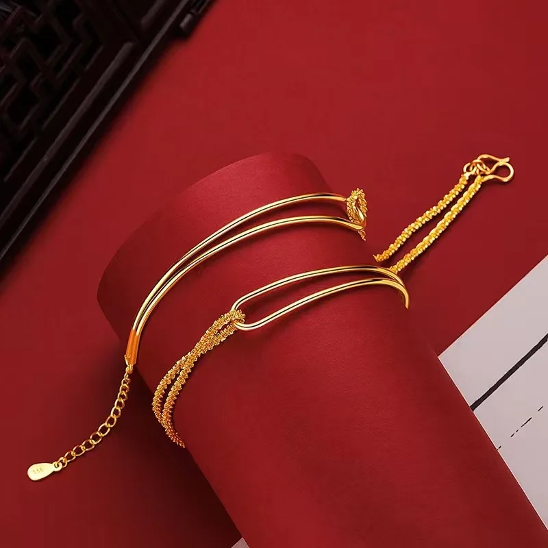 High-quality 9999 gold bracelet sparkling bracelet chain 24K niche light luxury simple double-layer chain high-end bracelet
High-quality 9999 gold bracelet sparkling bracelet chain 24K niche light luxury simple double-layer chain high-end bracelet