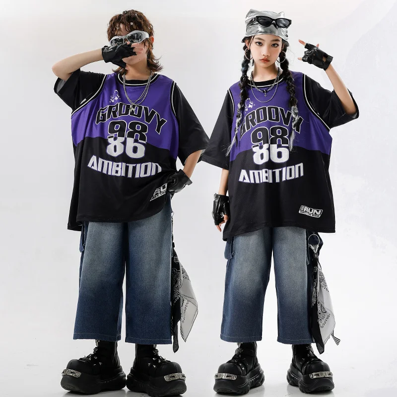 Girls Hip Hop Jazz Dance Costume Boys Streetwear Teens Costumes Child Loose Basketball Uniform Denim Shorts Sets Number Printed
Girls Hip Hop Jazz Dance Costume Boys Streetwear Teens Costumes Child Loose Basketball Uniform Denim Shorts Sets Number Printed