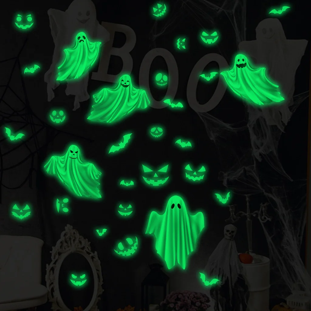 Halloween Glow in the Dark Wall Stickers Creative Ghost PET Film Ghostly Bat Luminous Window Stickers Halloween Home Decoration
Halloween Glow in the Dark Wall Stickers Creative Ghost PET Film Ghostly Bat Luminous Window Stickers Halloween Home Decoration