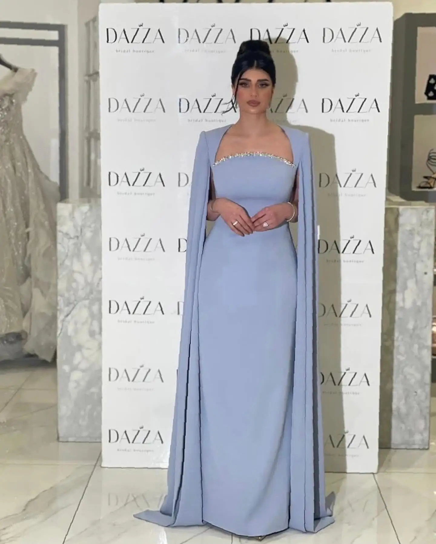 Customized Sparkly and Exquisite Crystal Blue Jersey Square Collar Evening Dresses Classic Flare Sleeves Bespoke Occasion Gowns
Customized Sparkly and Exquisite Crystal Blue Jersey Square Collar Evening Dresses Classic Flare Sleeves Bespoke Occasion Gowns