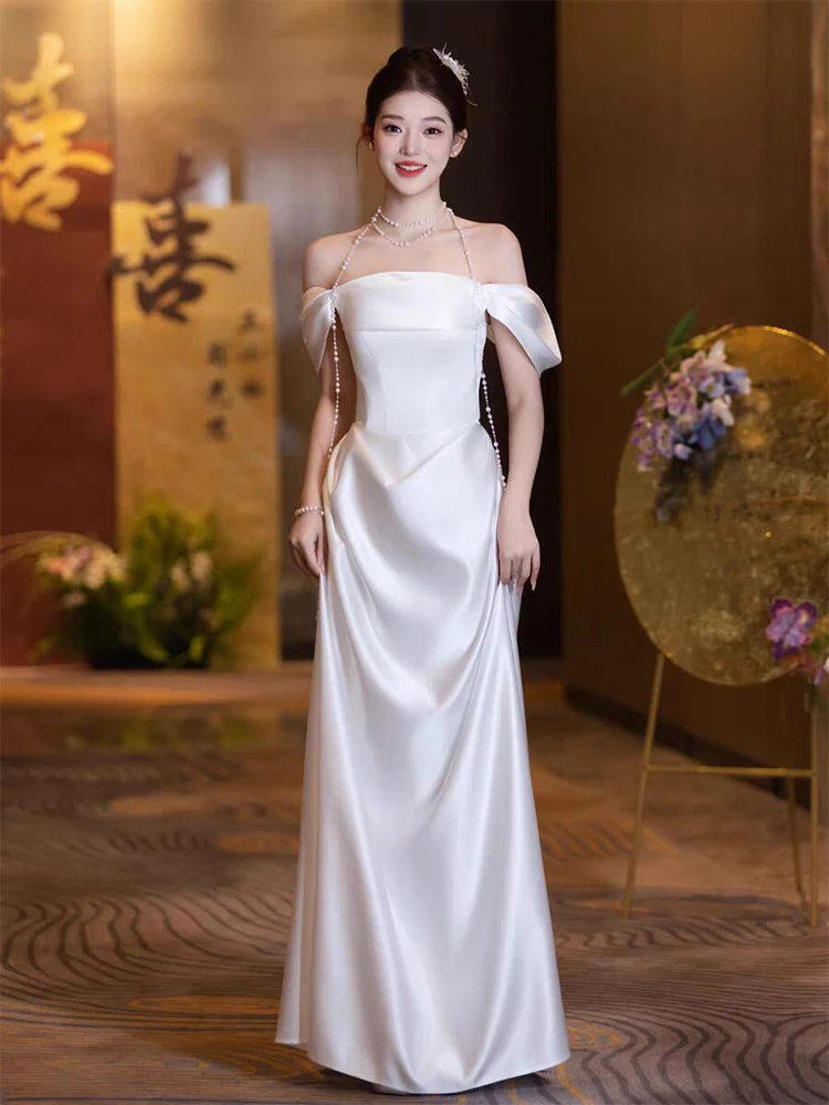 Ele Satin One-oulder Engagement Dr White Luxury Bridal Gown Fairy T Wedding Dr Long Tail Fi Tailed Skirt
Ele Satin One-oulder Engagement Dr White Luxury Bridal Gown Fairy T Wedding Dr Long Tail Fi Tailed Skirt