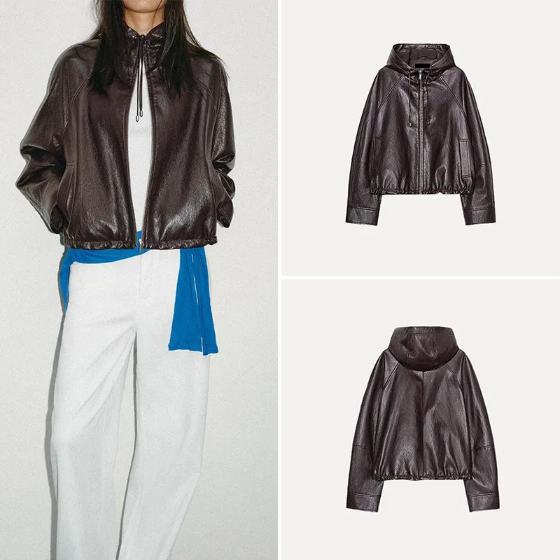 Fashionable Leather Effect Hooded Jacket Women's Summer Clothing 2026 New Style Zadata Neutral Style Loose Fit Long Sleeve
Fashionable Leather Effect Hooded Jacket Women's Summer Clothing 2026 New Style Zadata Neutral Style Loose Fit Long Sleeve