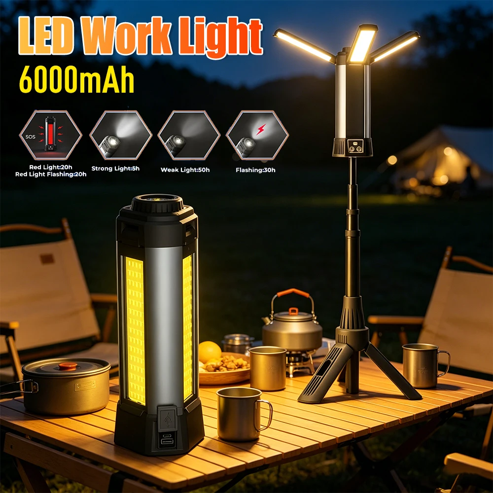6000mAh LED Work Light with Stand Cordless Work Light with COB Construction Light Telescopic for Outdoor Camping
6000mAh LED Work Light with Stand Cordless Work Light with COB Construction Light Telescopic for Outdoor Camping
