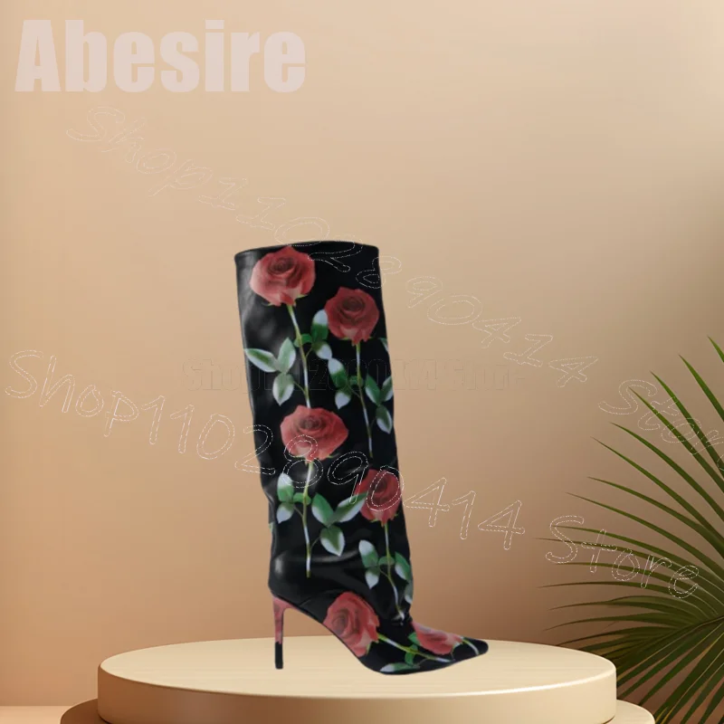 Floral Rose Print Black Pointed Toe Boots Slip On Women Shoes Thin High Heels Sexy Fashion Party Dating 2025 Zapatos Para Mujere
Floral Rose Print Black Pointed Toe Boots Slip On Women Shoes Thin High Heels Sexy Fashion Party Dating 2025 Zapatos Para Mujere