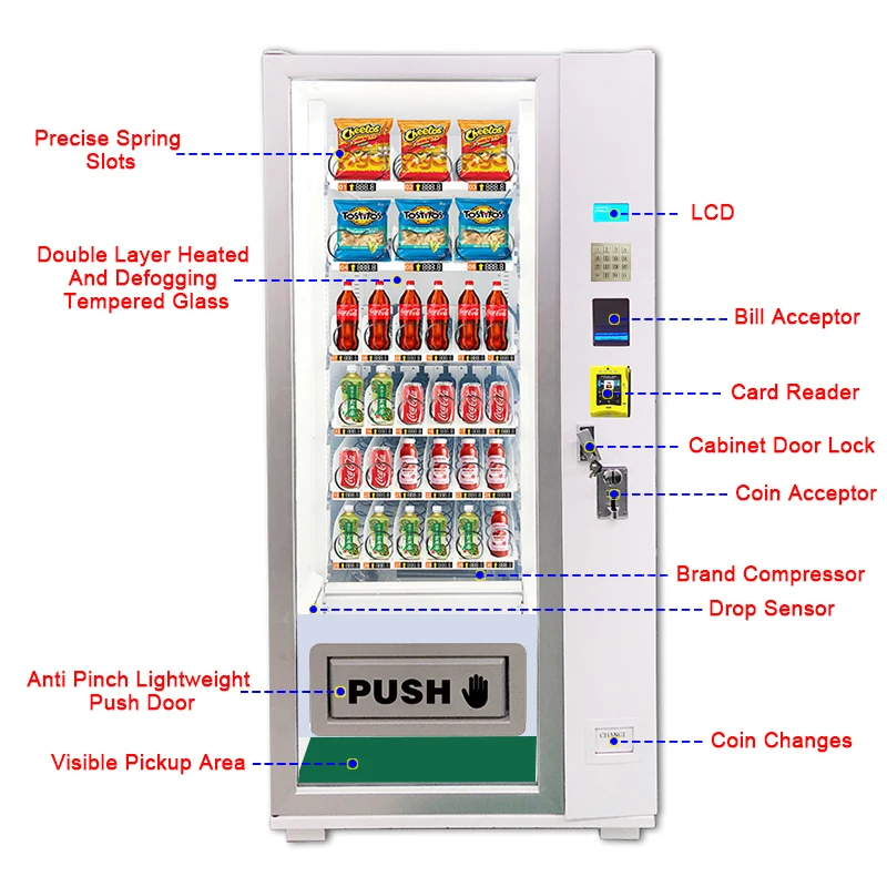 Commercial Grade Smart Vending Machine Automatic Snack Beverage Dispenser Self Service Retail Kiosk Machine
Commercial Grade Smart Vending Machine Automatic Snack Beverage Dispenser Self Service Retail Kiosk Machine