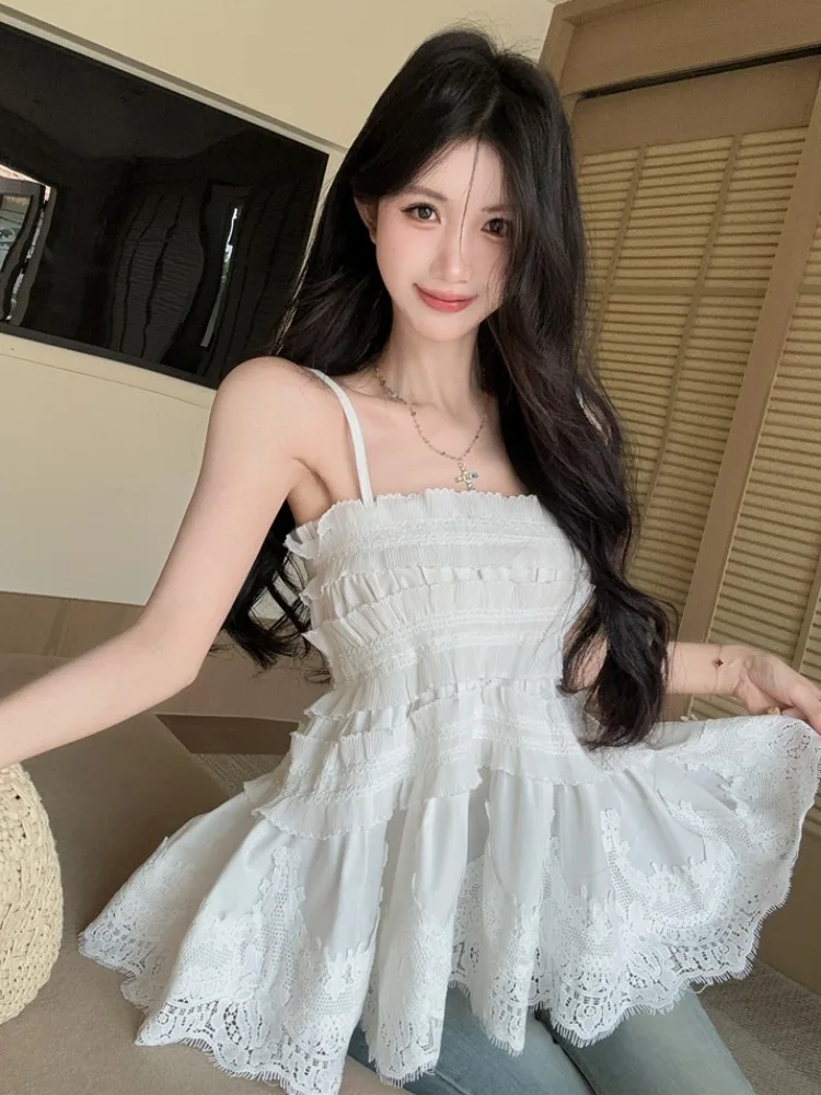 Elegant Lace Trim Hollow out White Strapless Top Women's Summer New Style Outdoor Wear Folded over Strap Vest Korean Style
Elegant Lace Trim Hollow out White Strapless Top Women's Summer New Style Outdoor Wear Folded over Strap Vest Korean Style