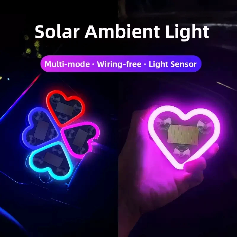 Интерьер автомобиля на солнечной энергии, неоновый свет в форме сердца, атмосферная лампа, украшение, светодиодное автотреугольное окно, светящийся атмосферный свет
Интерьер автомобиля на солнечной энергии, неоновый свет в форме сердца, атмосферная лампа, украшение, светодиодное автотреугольное окно, светящийся атмосферный свет