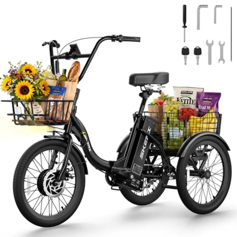 Electric trike for urban commuting, aluminum alloy frame, black, foldable 20-inch 3-wheel design with 1000W motor, 624Wh remova
Electric trike for urban commuting, aluminum alloy frame, black, foldable 20-inch 3-wheel design with 1000W motor, 624Wh remova