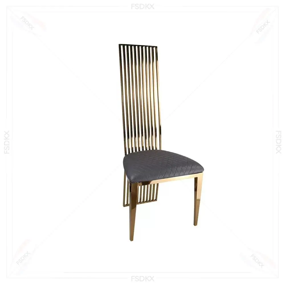 Wholesale White Cushion High Back Dining Chair Stainless Steel Gold Wedding Chairs
Wholesale White Cushion High Back Dining Chair Stainless Steel Gold Wedding Chairs