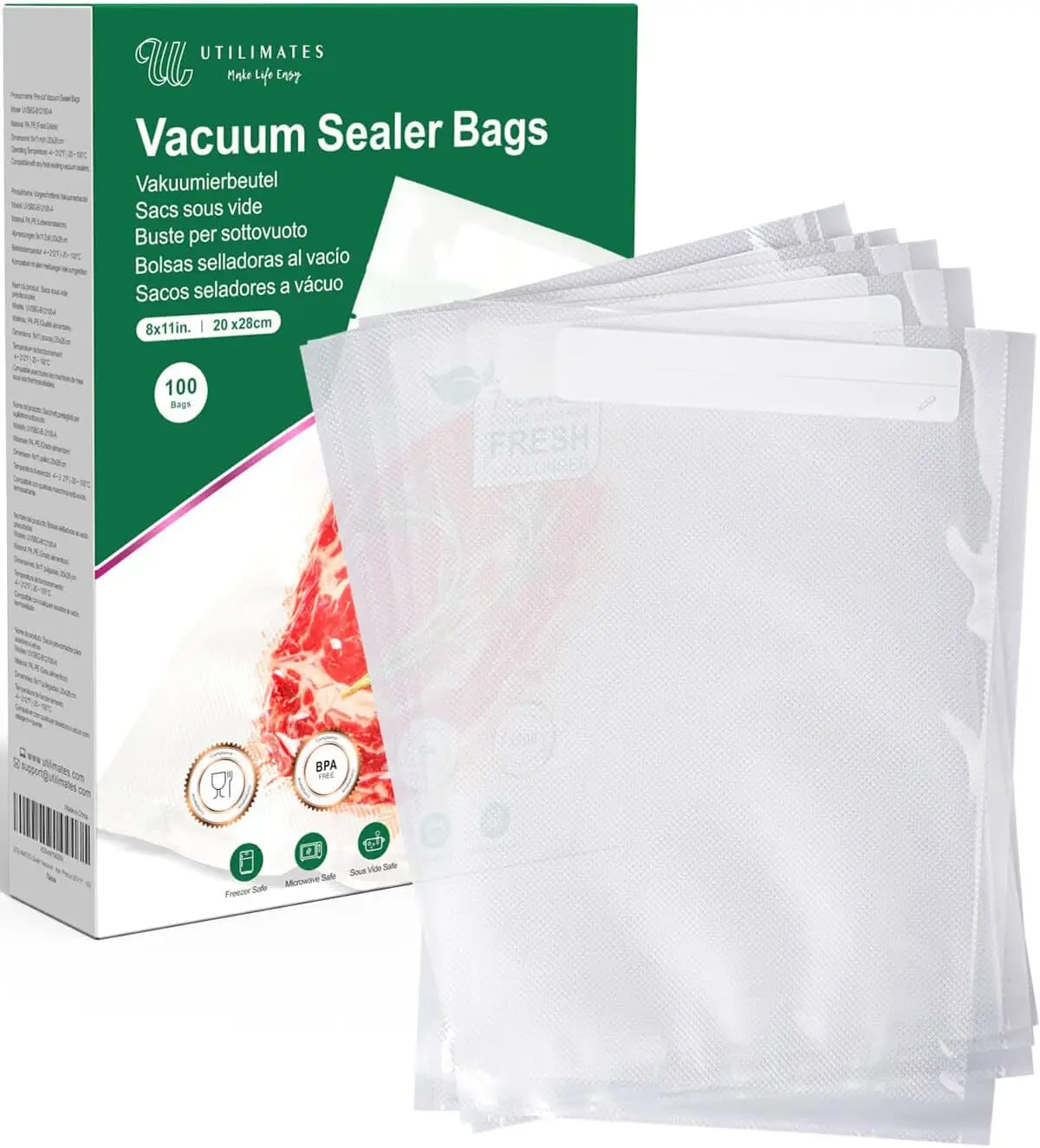 Quart Vacuum Sealer Bags for Food, 8x11 Inch, BPA Free Heavy Duty Vacuum Seal Bags for Food Saver, Freezer, Seal a Meal, Sous
Quart Vacuum Sealer Bags for Food, 8x11 Inch, BPA Free Heavy Duty Vacuum Seal Bags for Food Saver, Freezer, Seal a Meal, Sous