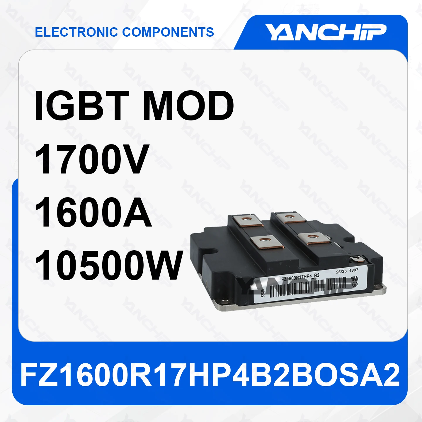 IGBT module FZ1600R17HP4B2BOSA2 Trench type field stop single switch 1700 V 1600 A 10500 W Base mounting A-IHV130-3 130 nF @ 25
IGBT module FZ1600R17HP4B2BOSA2 Trench type field stop single switch 1700 V 1600 A 10500 W Base mounting A-IHV130-3 130 nF @ 25
