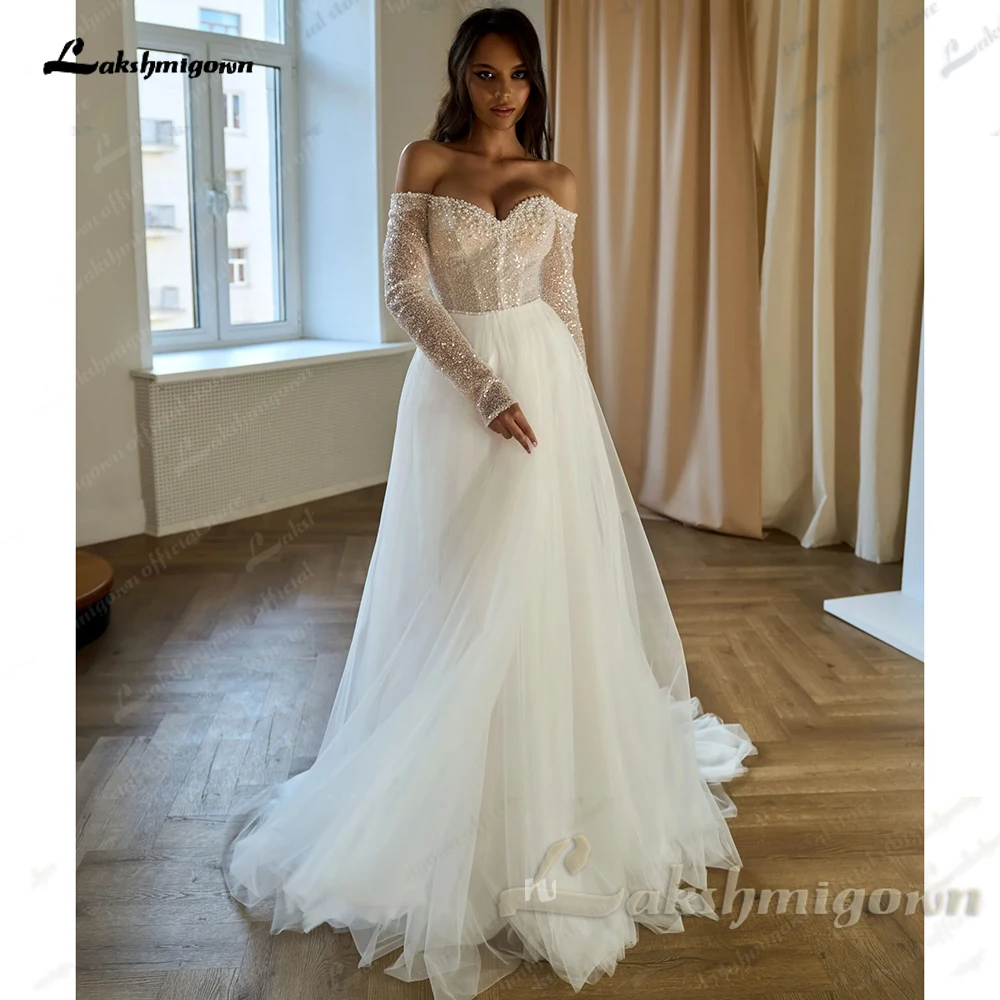 Lakshmigown Sweetheart Beading Wedding Dress 2025 Off Shoulder A-Line Pearls Tulle Sweep Train Customized Vestido De Novia
Lakshmigown Sweetheart Beading Wedding Dress 2025 Off Shoulder A-Line Pearls Tulle Sweep Train Customized Vestido De Novia