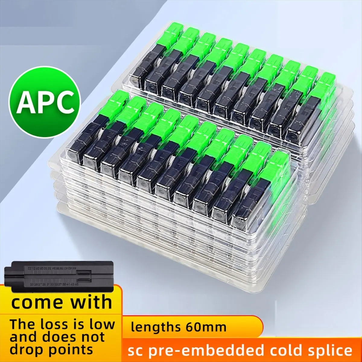 Fiber Cold Splicer Fiber Optic Connector SC- Connector FTTH Embedded Leather Wire Quick Connector 100pcs
Fiber Cold Splicer Fiber Optic Connector SC- Connector FTTH Embedded Leather Wire Quick Connector 100pcs