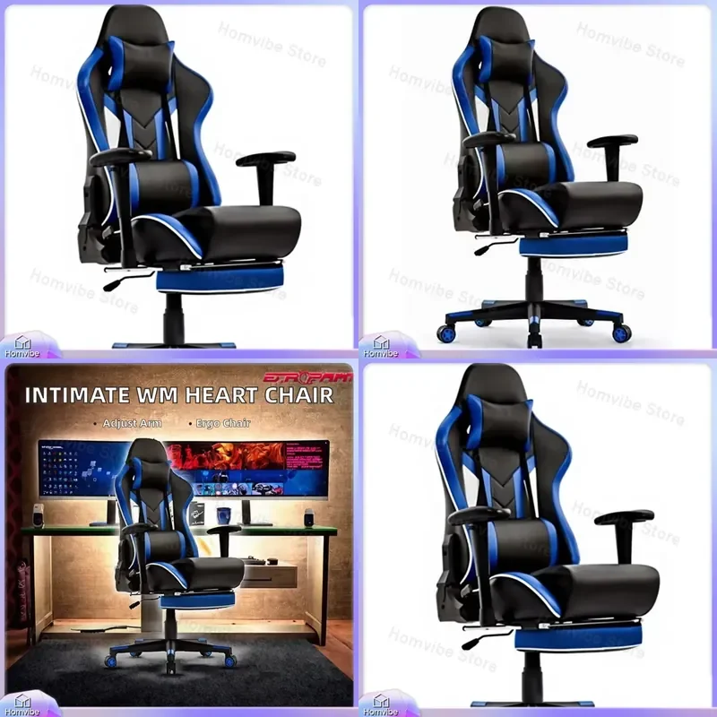 Ergonomic Racing Gaming Chair with Heart Shape Design Adjustable Armrests Lumbar Support Reclining Function PU Leather Blue
Ergonomic Racing Gaming Chair with Heart Shape Design Adjustable Armrests Lumbar Support Reclining Function PU Leather Blue
