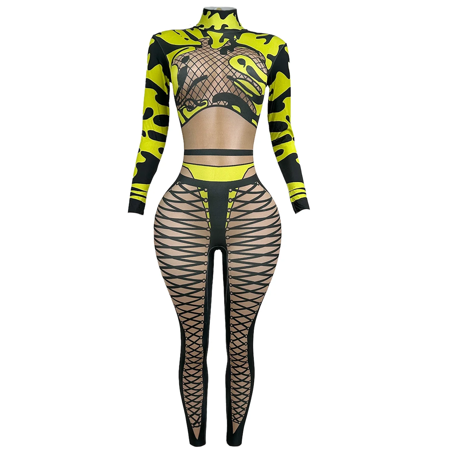 Sexy Women's lLong Sleeved Jumpsuit Black Spotted Mesh Leggings Nightclubs Clubs Party Dresses Stage Performance Costumes gupin
Sexy Women's lLong Sleeved Jumpsuit Black Spotted Mesh Leggings Nightclubs Clubs Party Dresses Stage Performance Costumes gupin