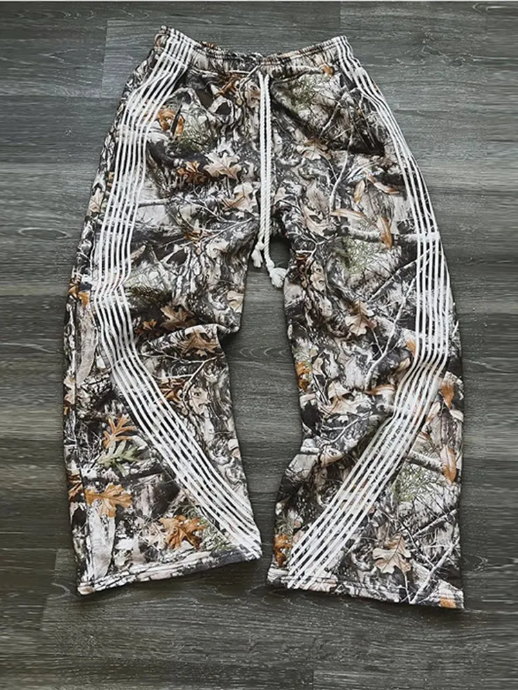 Leaf-print Camouflage Stripe Denim Trousers Wide Leg Loose Jeans Elastic Waist Straight Denim Pants Vintage Distressed Dragging
Leaf-print Camouflage Stripe Denim Trousers Wide Leg Loose Jeans Elastic Waist Straight Denim Pants Vintage Distressed Dragging
