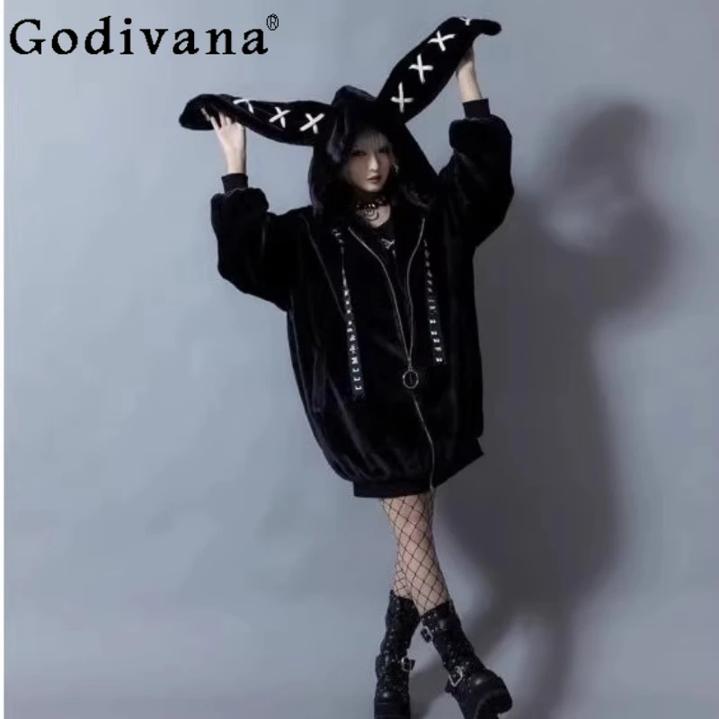 Subculture Japanese Mine Cute Plush Jacket Autumn Winter New Soft Girls Sweet Cool Rabbit Ears Thickened Warm Faux Fur Jacket
Subculture Japanese Mine Cute Plush Jacket Autumn Winter New Soft Girls Sweet Cool Rabbit Ears Thickened Warm Faux Fur Jacket