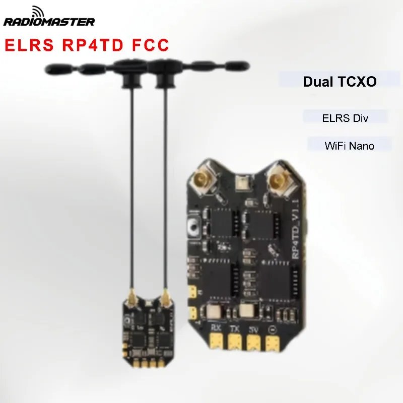 Радиоприемник RadioMaster RP4TD ExpressLRS 2.4ГГц Diversity с двумя антеннами TCXO и Wi-Fi для FPV RC дронов и самолетов с фиксированным крылом
Радиоприемник RadioMaster RP4TD ExpressLRS 2.4ГГц Diversity с двумя антеннами TCXO и Wi-Fi для FPV RC дронов и самолетов с фиксированным крылом