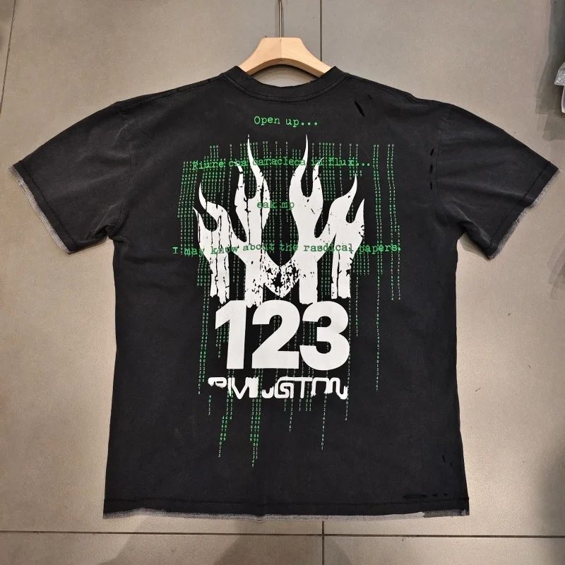 Ретро-футболка в стиле киберпанк с эффектом потертости, черная, с принтом RRR123, огненный матричный код
Ретро-футболка в стиле киберпанк с эффектом потертости, черная, с принтом RRR123, огненный матричный код
