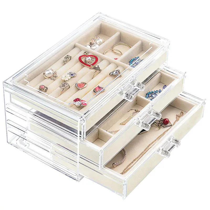 Transparent Jewelry Box Organizer Velvet Drawer Jewelry Boxes Storage Ring Necklace Bracelet Earrings Display Stand Accessories
Transparent Jewelry Box Organizer Velvet Drawer Jewelry Boxes Storage Ring Necklace Bracelet Earrings Display Stand Accessories
