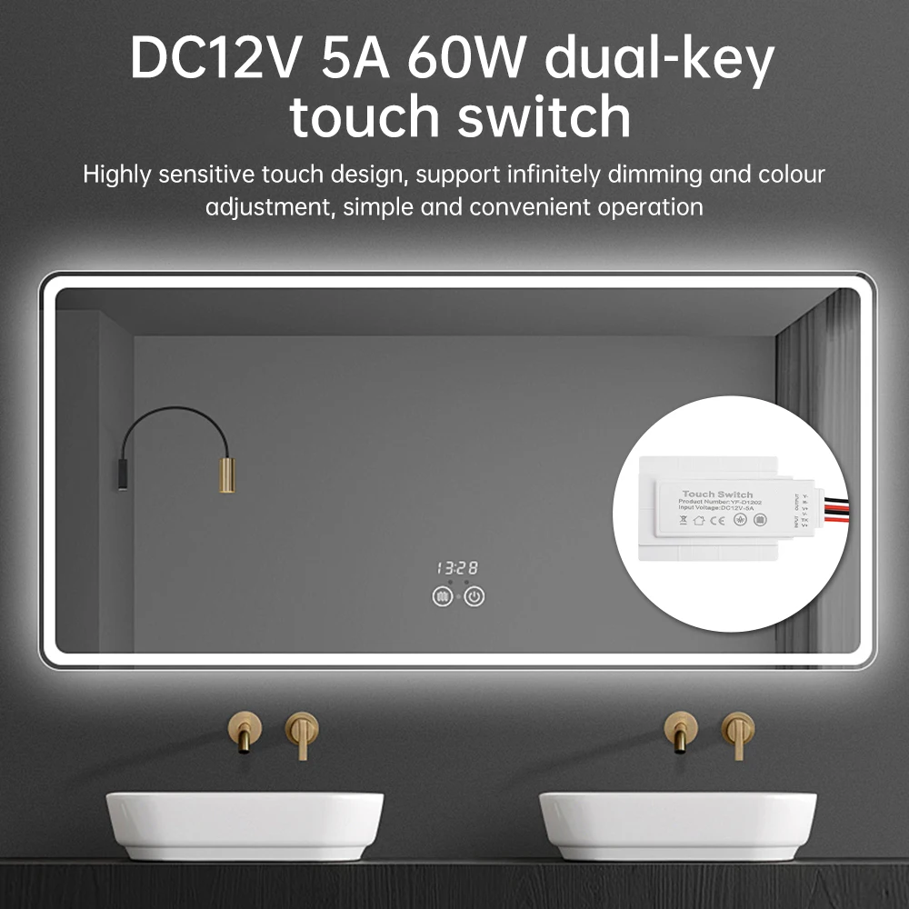 LED Dimmer Switch Touch Sensor Switch DC 12V 5A 60W Dual Key High Sensitive Driver LED Dimming Smart Defogging Switch For Mirror
LED Dimmer Switch Touch Sensor Switch DC 12V 5A 60W Dual Key High Sensitive Driver LED Dimming Smart Defogging Switch For Mirror