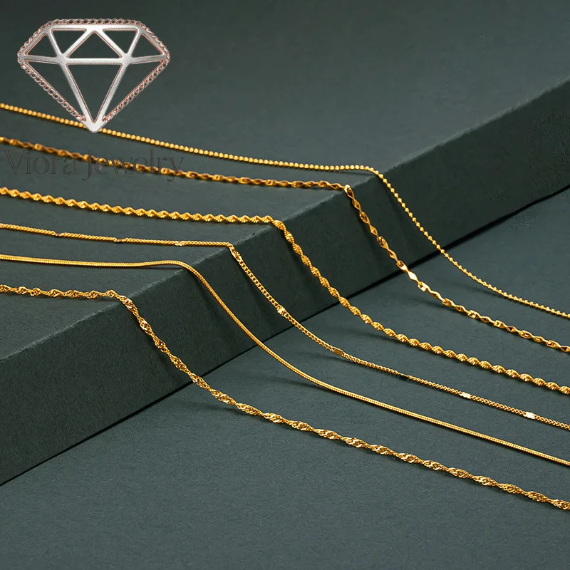 Viora Jewelry 9999 24K real gold water wave chain box chain exquisite clavicle necklace women's thin necklace stall
Viora Jewelry 9999 24K real gold water wave chain box chain exquisite clavicle necklace women's thin necklace stall