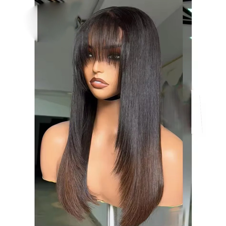 Ombre Dark Brown Straight Curtain With Bangs Remy Human Hair Full Lace Fringe Wig Natural 360 Frontal Glueless HD 5X5 Closure
Ombre Dark Brown Straight Curtain With Bangs Remy Human Hair Full Lace Fringe Wig Natural 360 Frontal Glueless HD 5X5 Closure