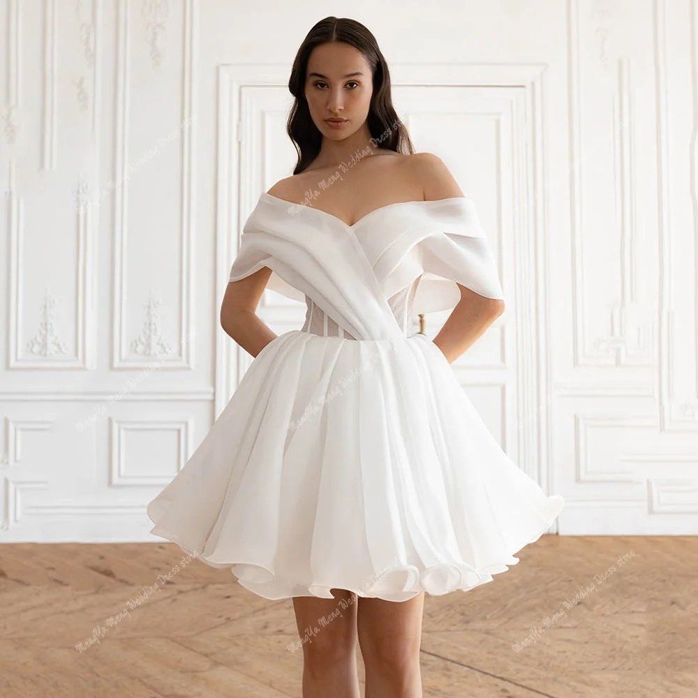 Sexy Off-Shoulder Organza Wedding Reception Dresses A-line Mini White Dress Short Party Dress Vestido De Noiva Customized
Sexy Off-Shoulder Organza Wedding Reception Dresses A-line Mini White Dress Short Party Dress Vestido De Noiva Customized