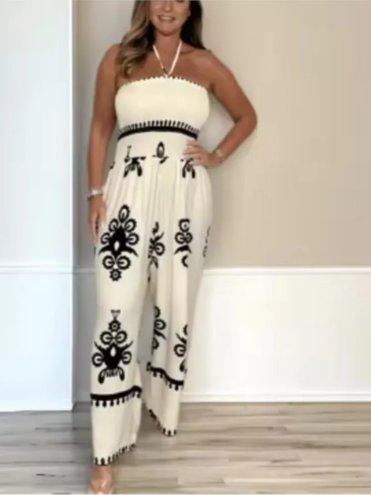 Women Sleeveless Print Jumpsuits Fashion Sexy Backless Loose Wide-leg Pants Jumpsuits For Women Summer New Womens Clothing 2025
Women Sleeveless Print Jumpsuits Fashion Sexy Backless Loose Wide-leg Pants Jumpsuits For Women Summer New Womens Clothing 2025