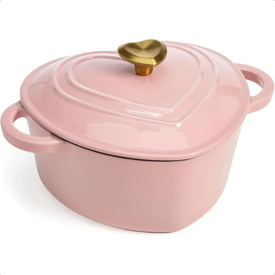 Enameled Cast Iron Dutch Oven HeartShaped Pot with Lid Dual Handles Works on All Stovetops Oven Safe to 500F 2Quart Pink
Enameled Cast Iron Dutch Oven HeartShaped Pot with Lid Dual Handles Works on All Stovetops Oven Safe to 500F 2Quart Pink