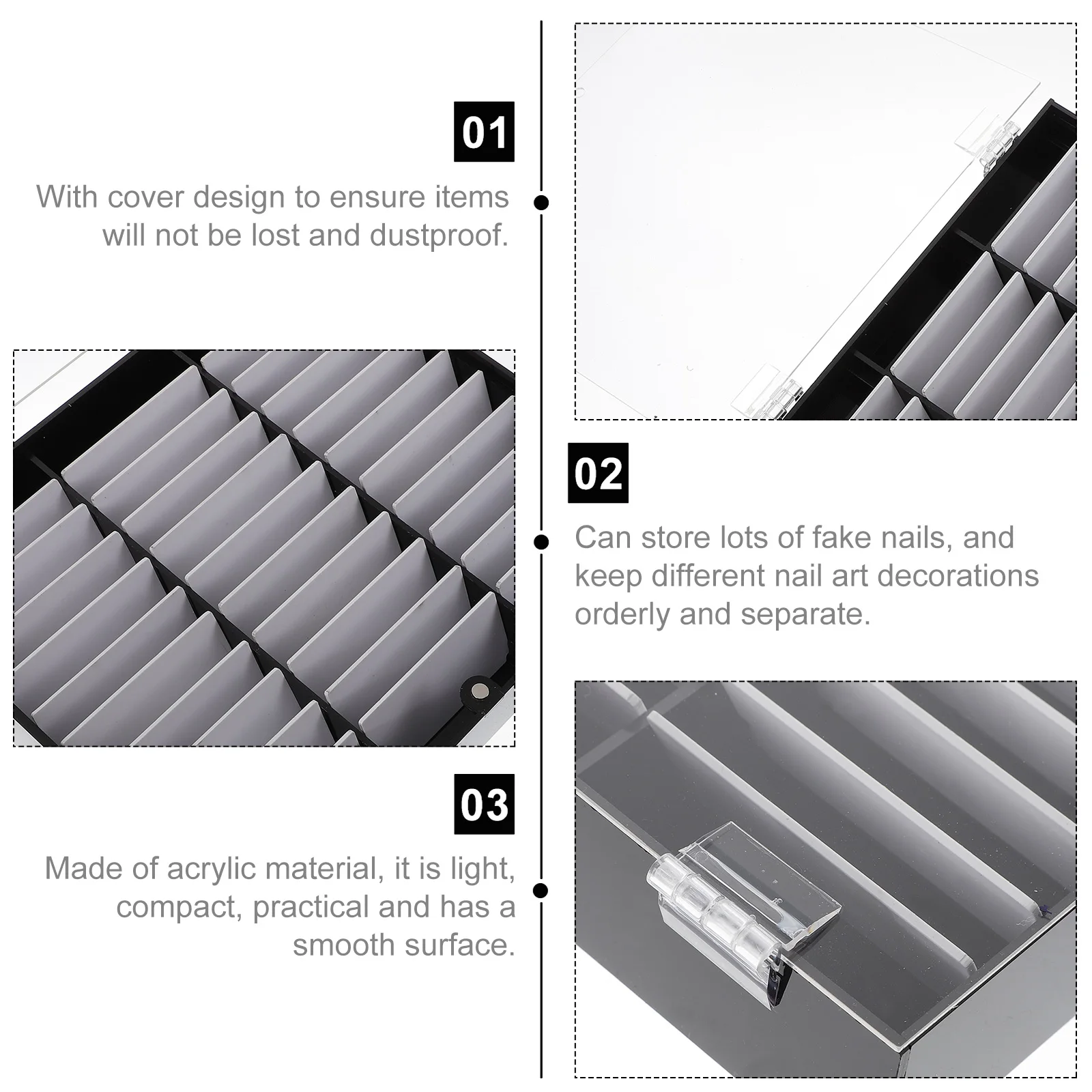 Nail Display Box Acrylic Fake Nails Holder Organizer Storage Boxes Tips Case Decorations
Nail Display Box Acrylic Fake Nails Holder Organizer Storage Boxes Tips Case Decorations