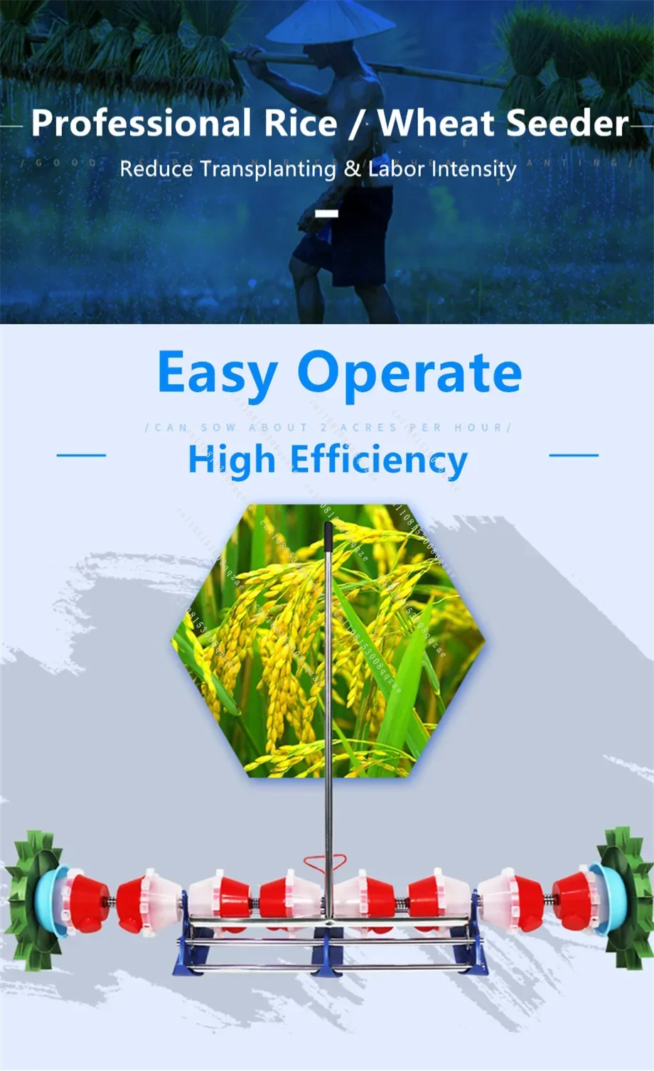 Hand-held Transplanting Tool Multifunction Paddy Planter Rice Drum Seeder for Wholesaler
Hand-held Transplanting Tool Multifunction Paddy Planter Rice Drum Seeder for Wholesaler