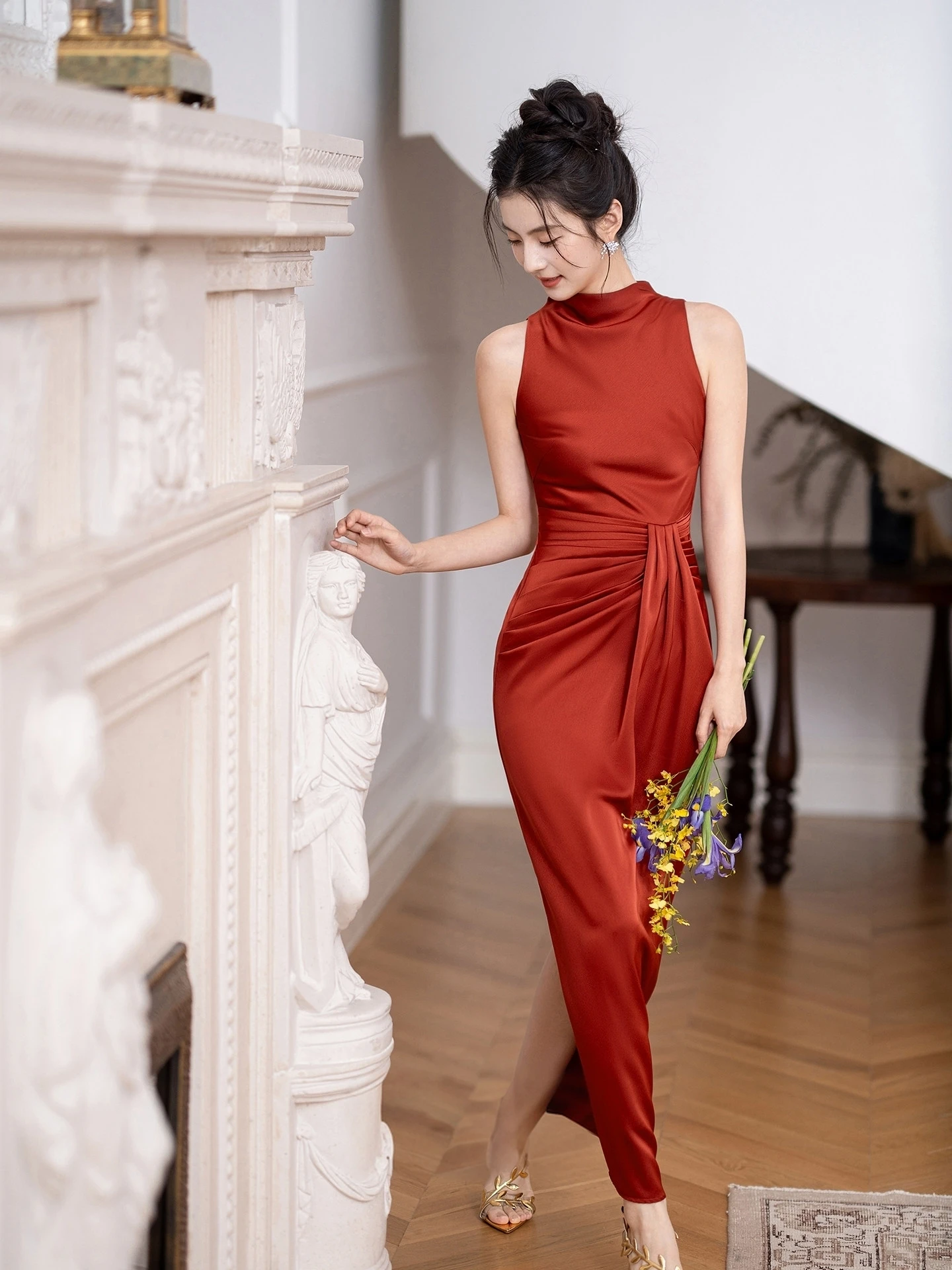 Red Wedding Dress Chinese Style Bridal Gown Women's Dress Engagement Partywear High Waist Midi Skirt Sleeveless Fashionable
Red Wedding Dress Chinese Style Bridal Gown Women's Dress Engagement Partywear High Waist Midi Skirt Sleeveless Fashionable